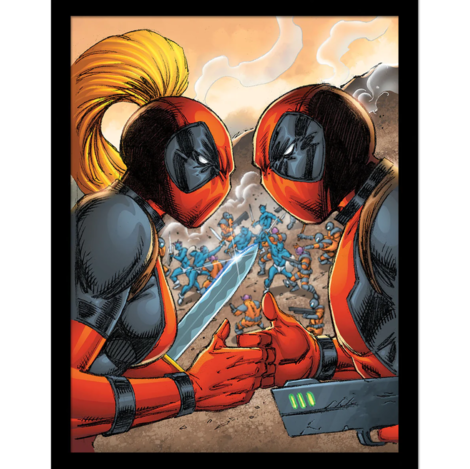 Marvel Deadpool (Deadpool Vs Lady Deadpool) Collector Print (Wooden Framed) - FP2400256