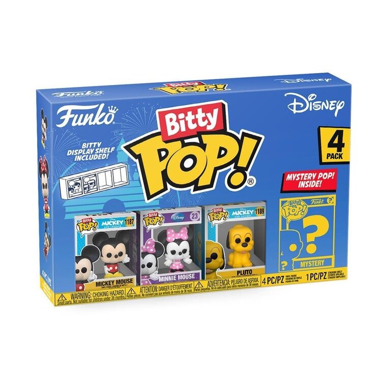 Funko Bitty POP! Disney - Mickey Mouse, Minnie Mouse, Pluto & Chase Mystery 4-Pack Figures