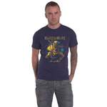 Iron Maiden Unisex T-Shirt: Piece of Mind Gold Eddie (Navy Blue) - IMTEE166MN