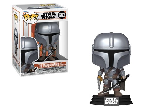 Funko Pop! Disney Star Wars: The Mandalorian - The Mandalorian with Darksaber #663 Bobble-Head