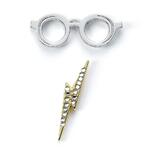 Harry Potter Badge Lightning Bolt & Glasses gold plated - EHPPB0176