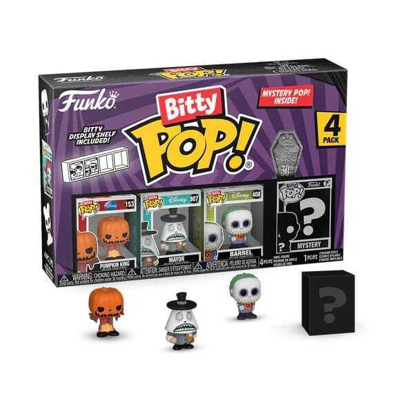 Funko Bitty POP! Disney: Nightmare Before Christmas - Pumpkin King, Mayor, Barrel & Chase Mystery 4-Pack Figures