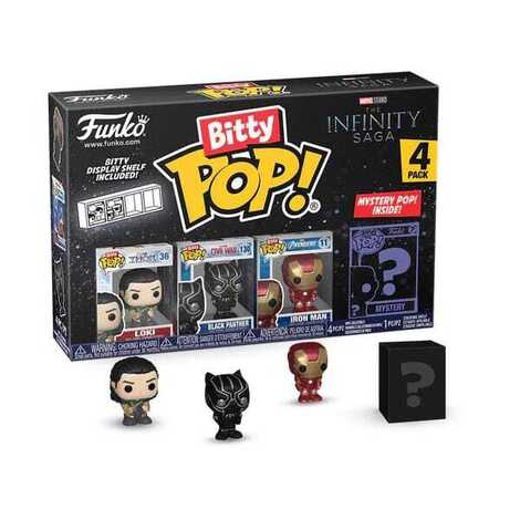 Funko Bitty POP! Marvel - Loki, Black Panther, Iron Man & Chase Mystery 4-Pack Figures