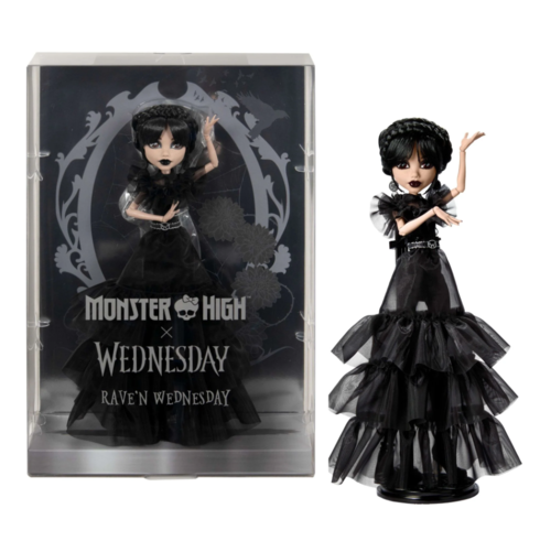 Monster High Συλλεκτική Κούκλα Wednesday Addams Rave N Wednesday Black Dress - HXJ03