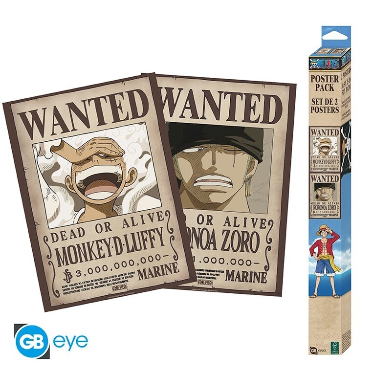 One Piece Set 2 Posters Chibi 52x38 Wanted Luffy & Zoro - GBYDCO683