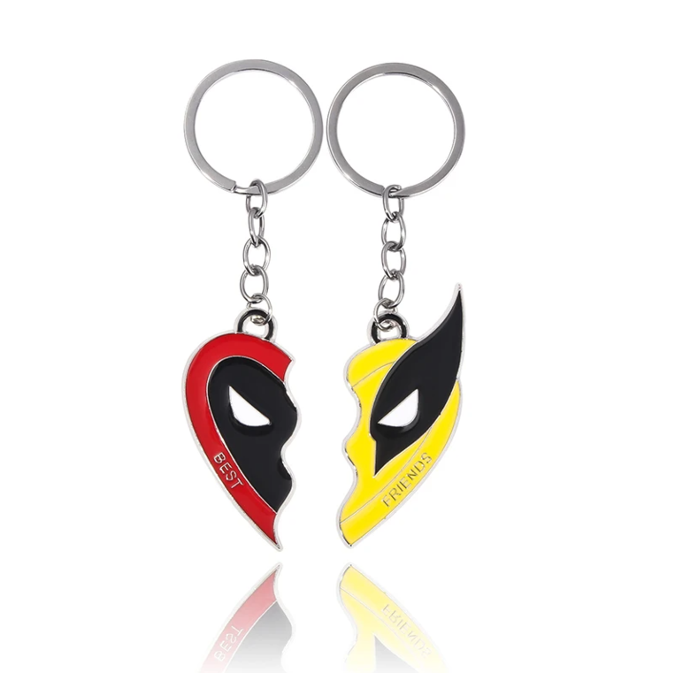 Marvel Deadpool and Wolverine Best Friends Keychain Set Split Heart - KEY0100