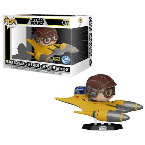 Funko POP! Rides: Star Wars - Anakin Skywalker in Naboo Starfighter (with R2-D2) Figure#677 (Exclusive) Figure